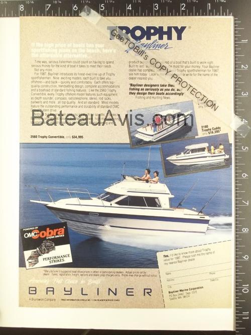 Bayliner Trophy 2560 fiche technique et avis